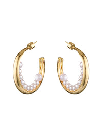 BLING BAR LUNA PEARL HOOPS