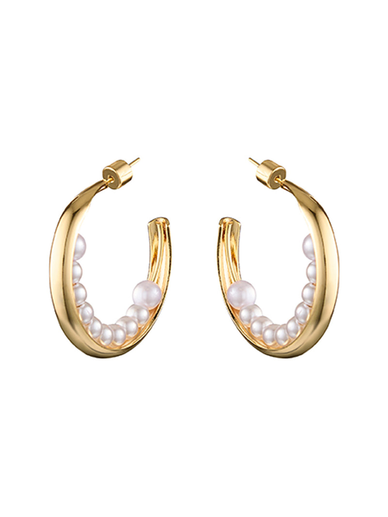 BLING BAR LUNA PEARL HOOPS