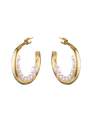 BLING BAR LUNA PEARL HOOPS