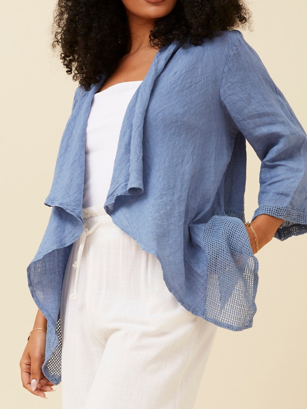 BOTTEGA MODA 3/4 SLEEVE LINEN CARDI