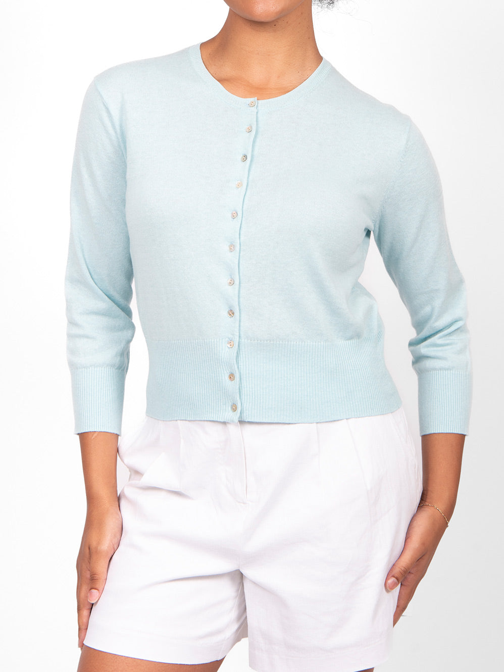 BRIDGE & LORD CROPPED 3/4 SLEEVE CARDI