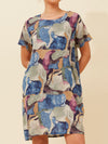 CAROLINE K MORGAN SHORT SLEEVE PRINTED DRESS