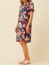 CAROLINE K MORGAN SHORT SLEEVE PRINT DRESS