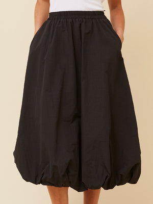 CAROLINE K MORGAN BALLOON HEM MIDI SKIRT