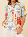 CAROLINE K MORGAN SHORT SLEEVE PRINT SHIRT