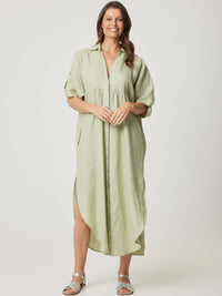 ENNI LINEN DROP SHOULDER DRESS