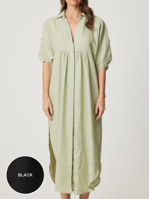 ENNI LINEN DROP SHOULDER DRESS