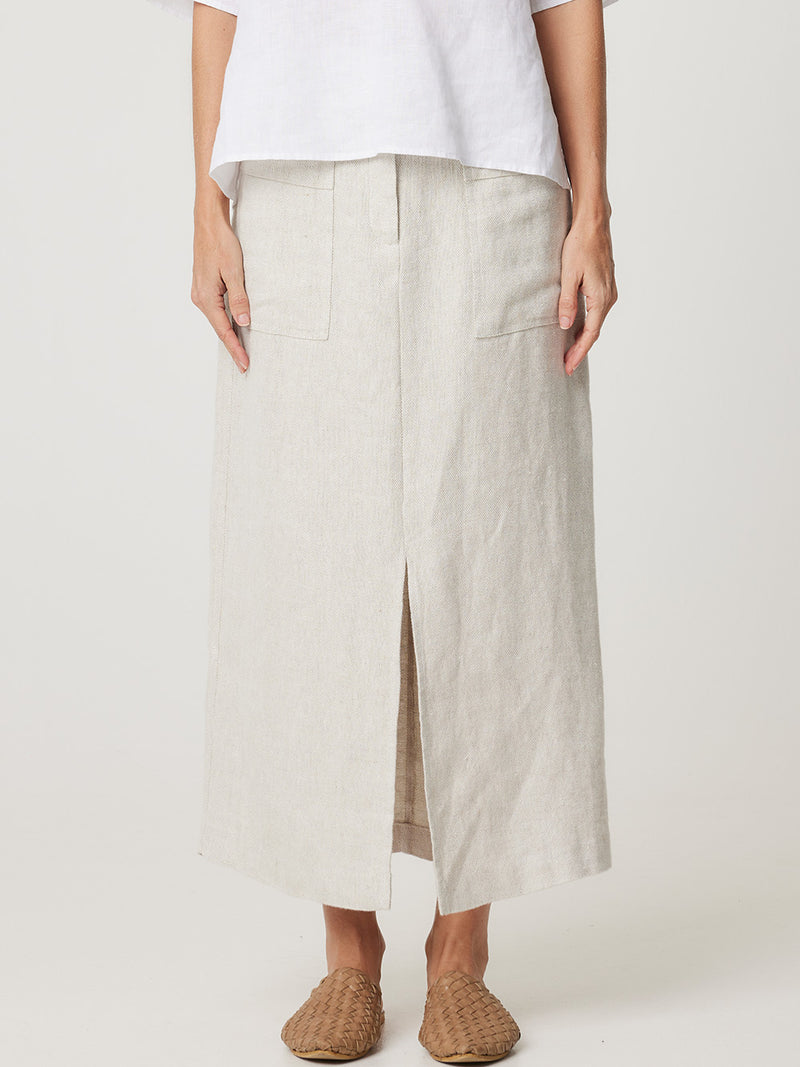 ENNI LINEN MIDI SKIRT