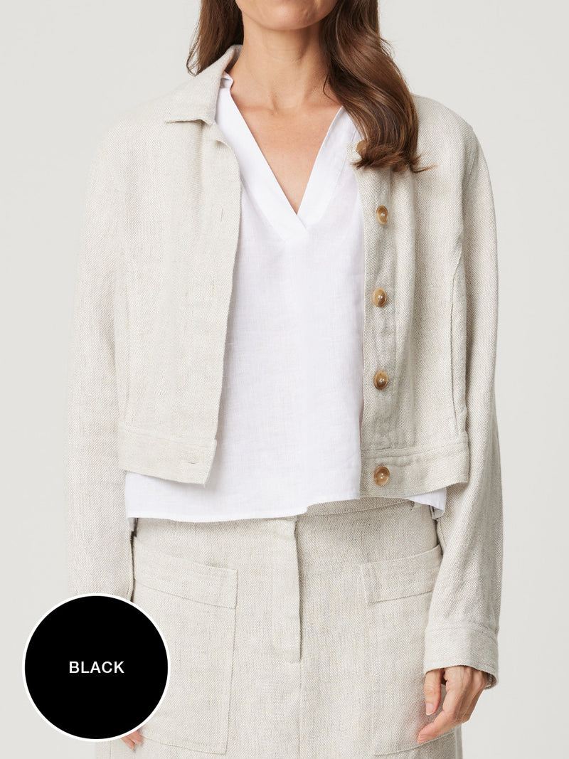 ENNI LINEN CROP JACKET