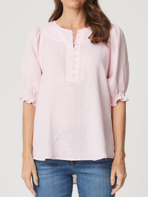 ENNI LINEN BUTTON FRONT TOP