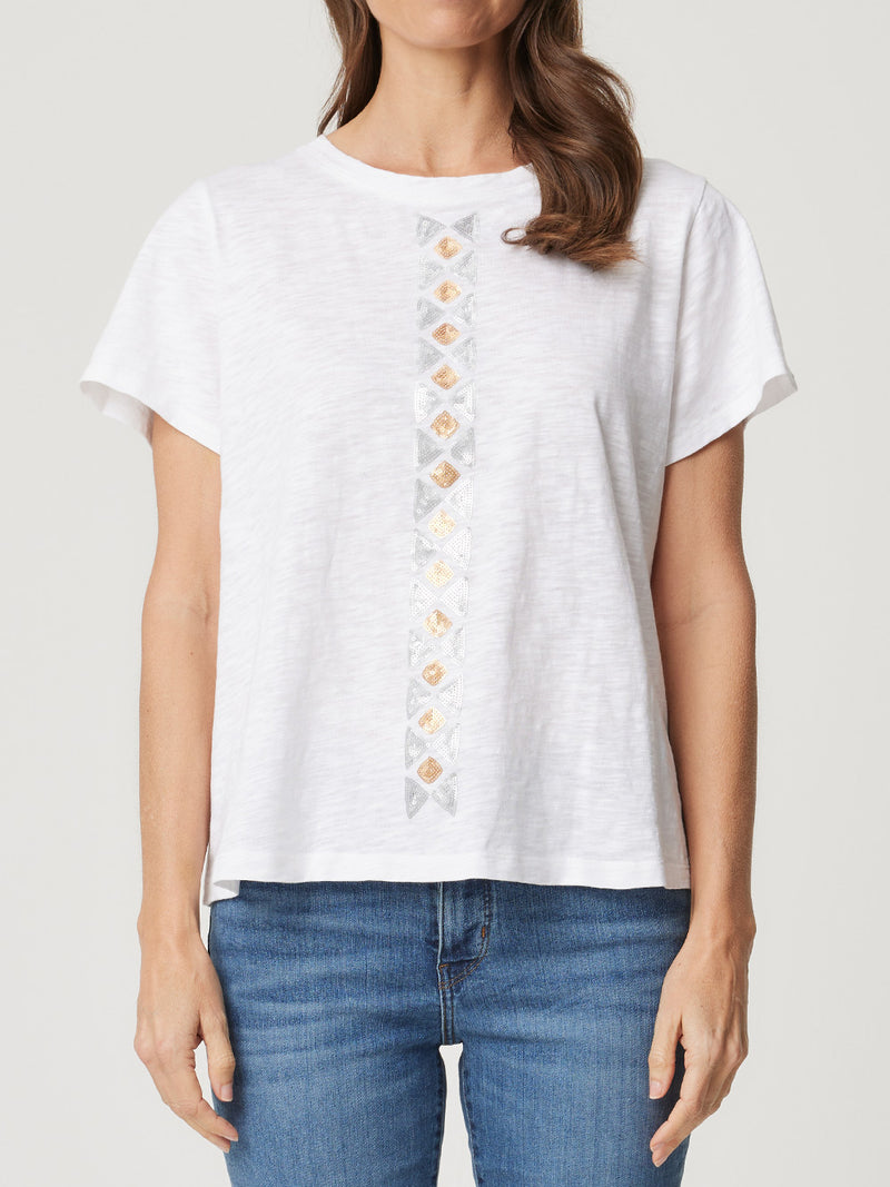 ENNI DIAMOND SEQUIN STRIPE TEE