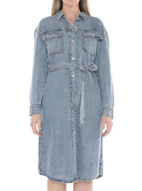 JUMP SOFT DENIM TIE DRESS