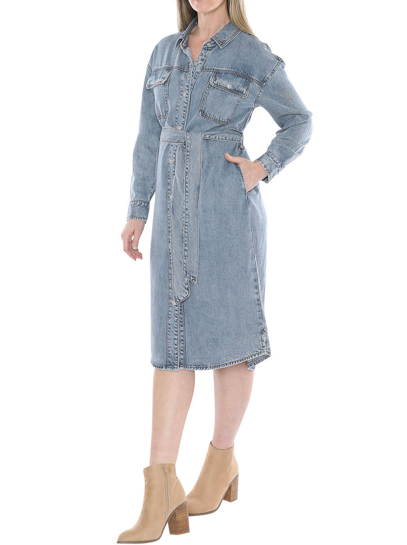 JUMP SOFT DENIM TIE DRESS