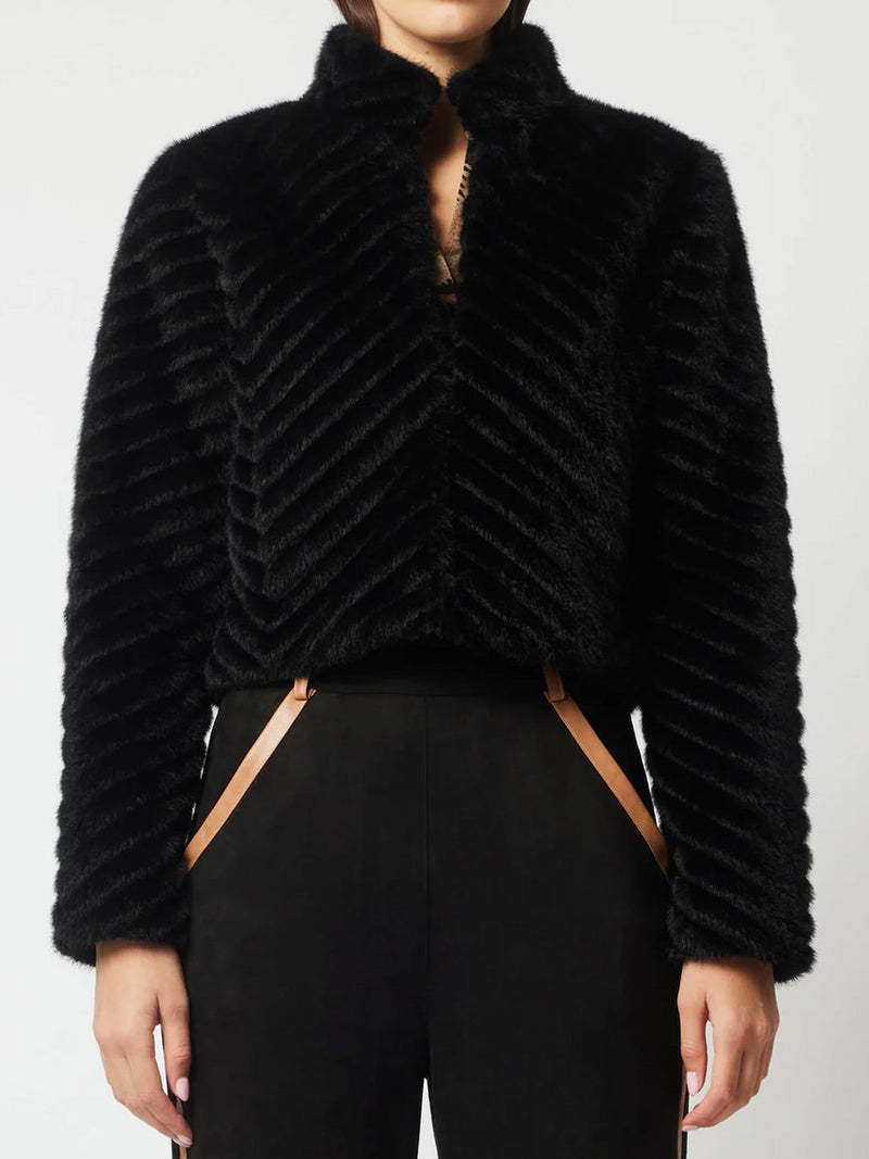 ONCE WAS ALTAIR FAUX FUR CROPPED JACKET