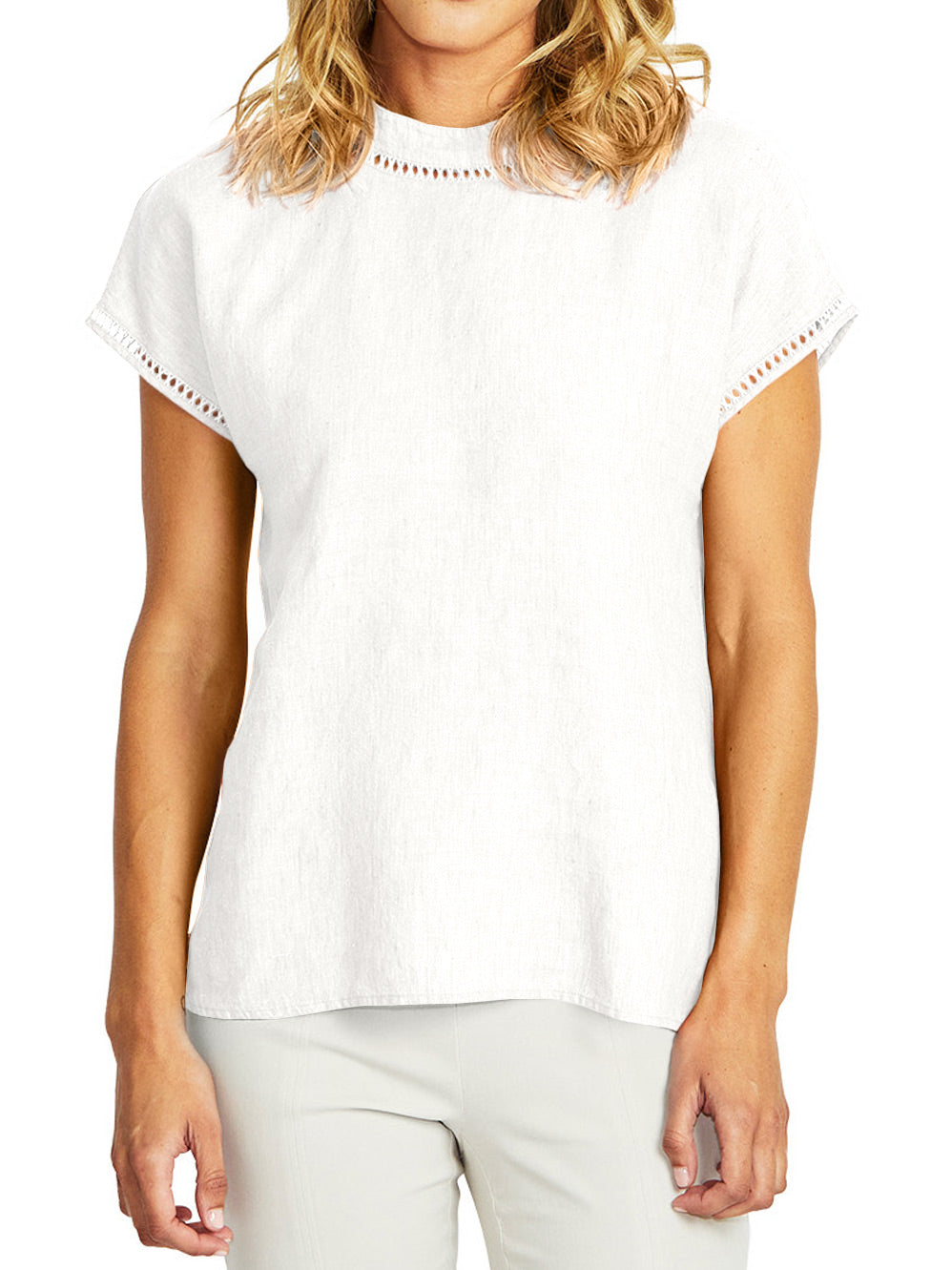 PINGPONG JADE LINEN TRIM TOP