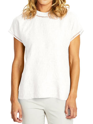 PINGPONG JADE LINEN TRIM TOP