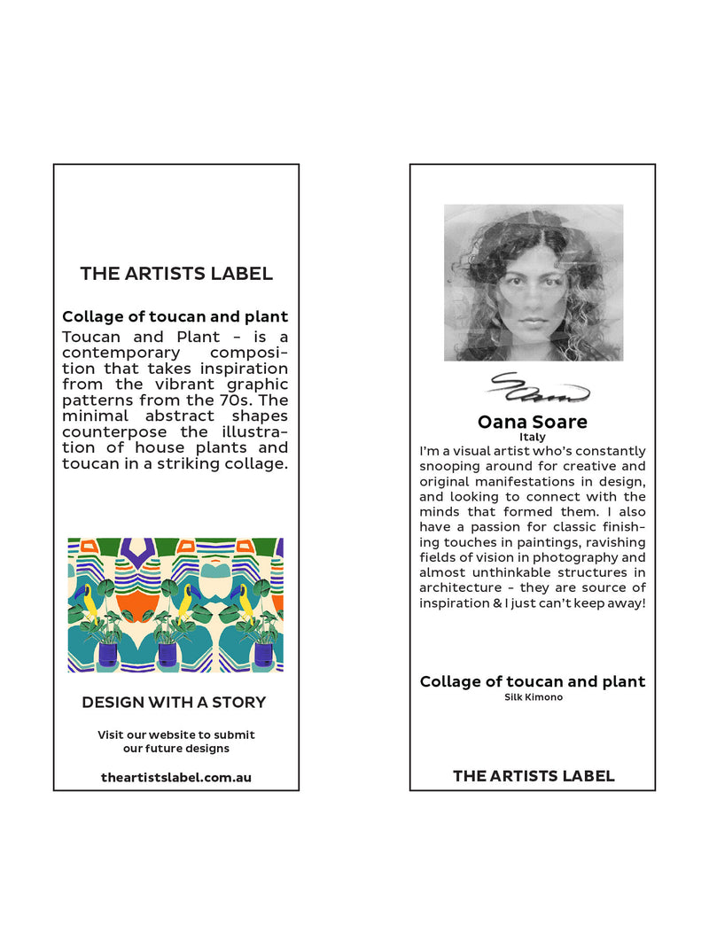 THE ARTISTS LABEL COLLAGE OF TOUCAN SILK KIMONO