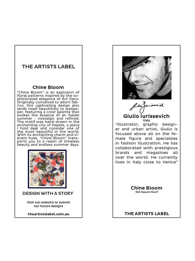 THE ARTISTS LABEL CHINE BLOOM SILK SQUARE SCARF