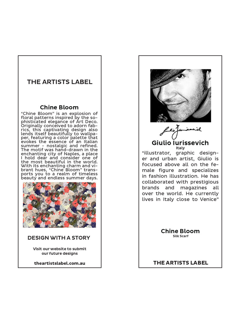 THE ARTISTS LABEL CHINE BLOOM SILK SCARF