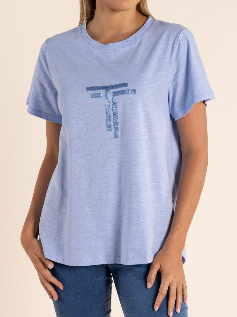 TWO-T'S LOGO SEQUIN CREW TEE