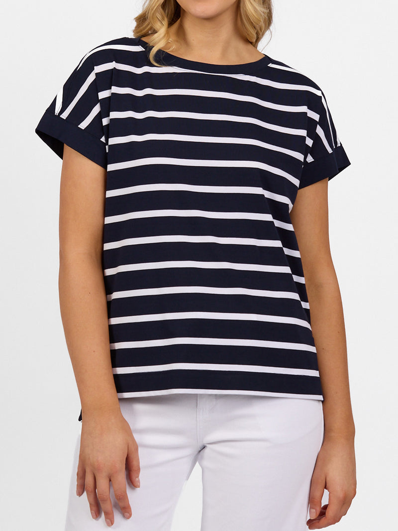 VASSALLI STRIPE DROP SLEEVE TOP