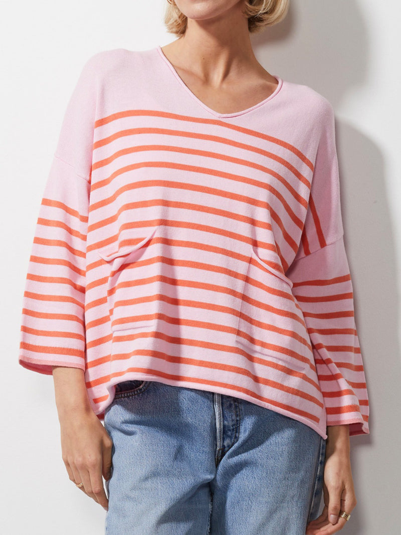 ZAKET & PLOVER BRENTON STRIPE V JUMPER